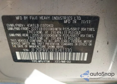 2014 Subaru Xv Crosstrek 2.0 Premium из США, поврежденный, VIN JF2GPAVC0E8241330